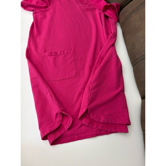 Susan Graver Women’s Shift Dress Pink 1XL Pullover V Neck Short Sleeve Pockets - Picture 6 of 11